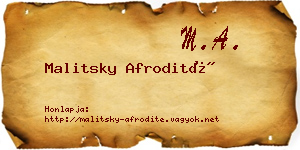 Malitsky Afrodité névjegykártya